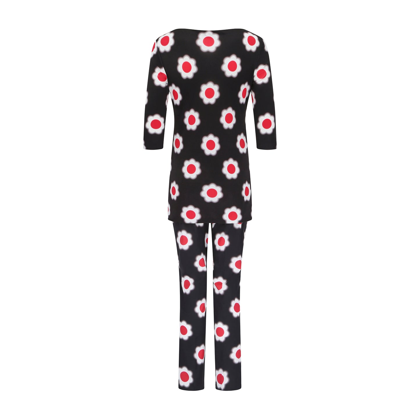 Prada Red Flower Pattern on Black Pencil Trousers