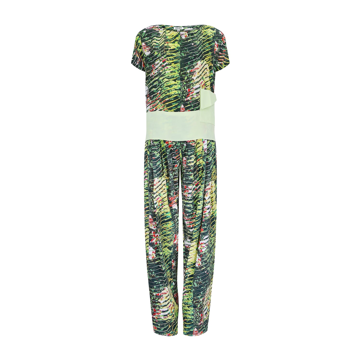 Kenzo Green Co-ord with Multi-Color Pattern