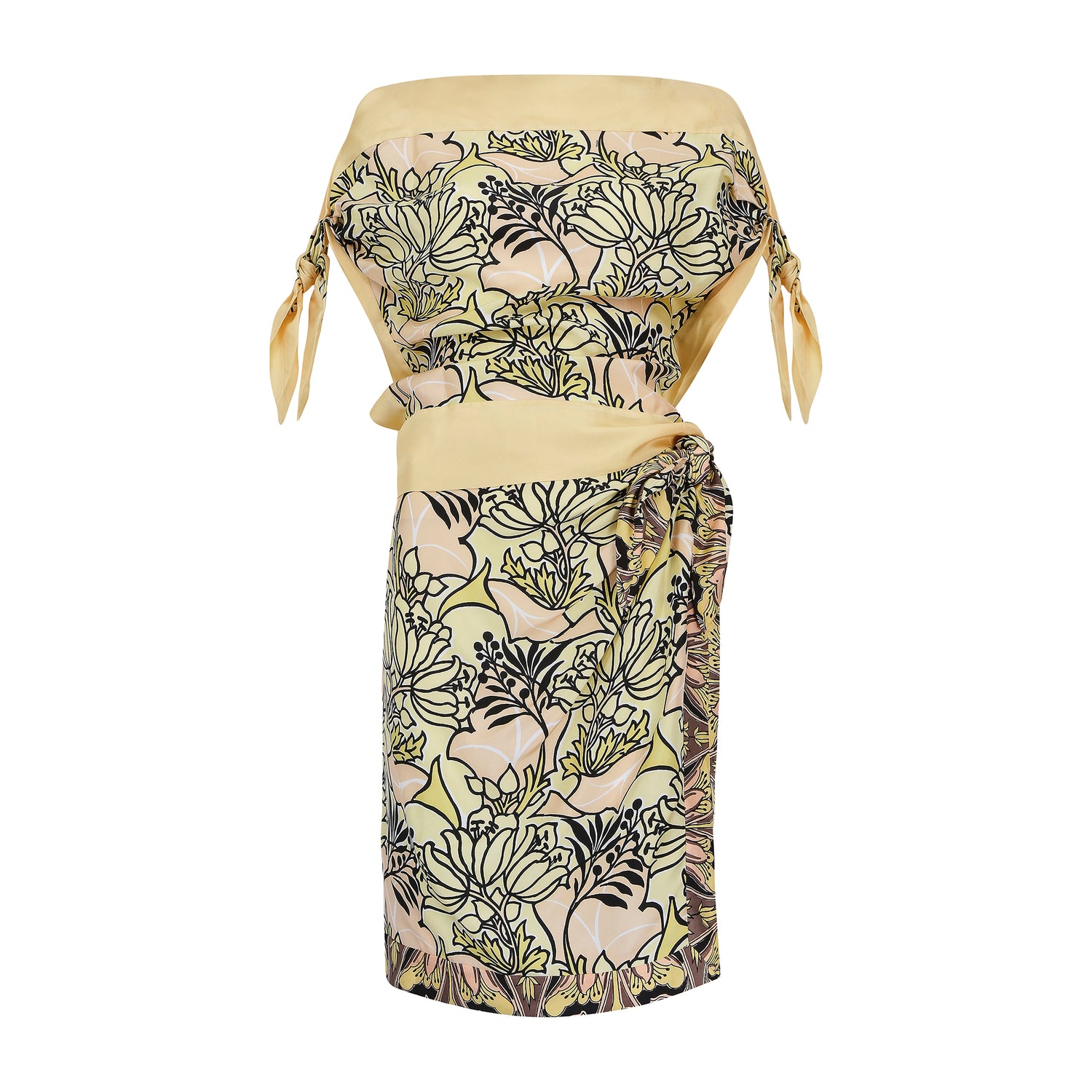 Prada Light Yellow with Black Flower Patterned Co-Ord