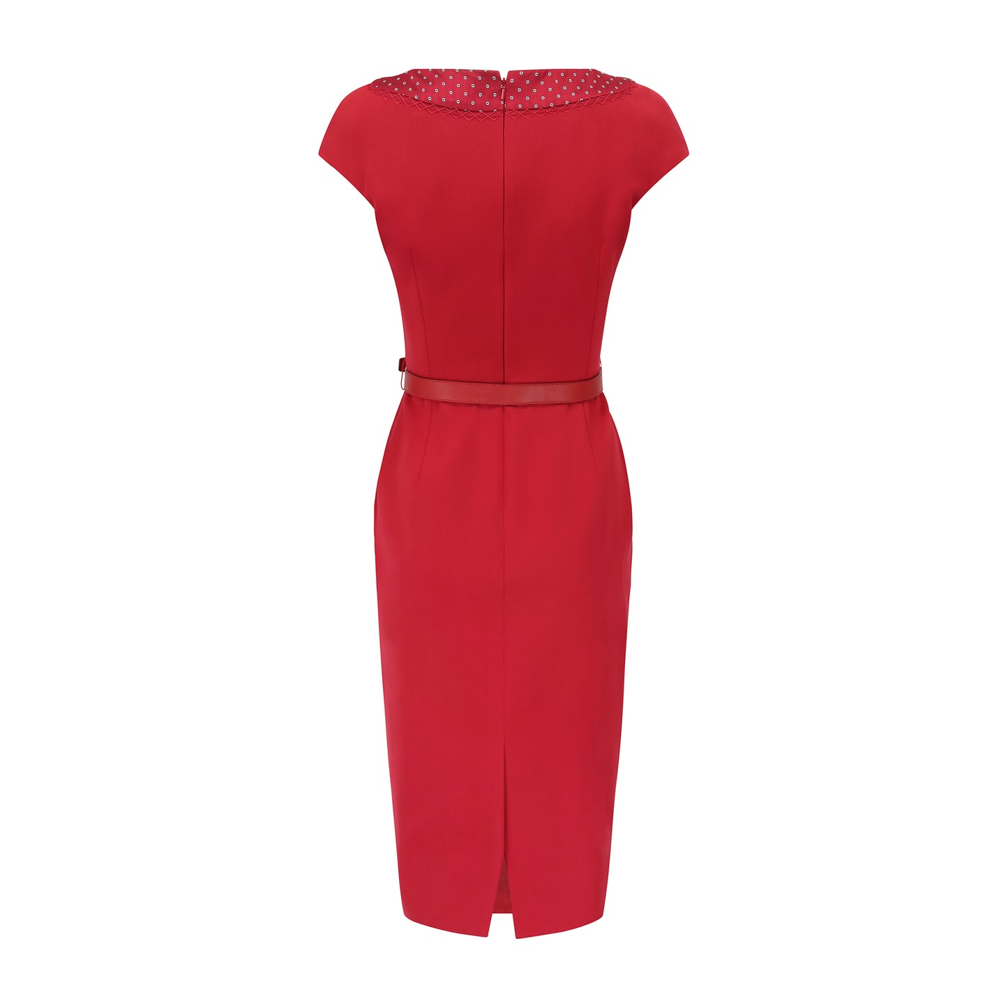 Dior Red Mid Length Pencil Dress with Belt