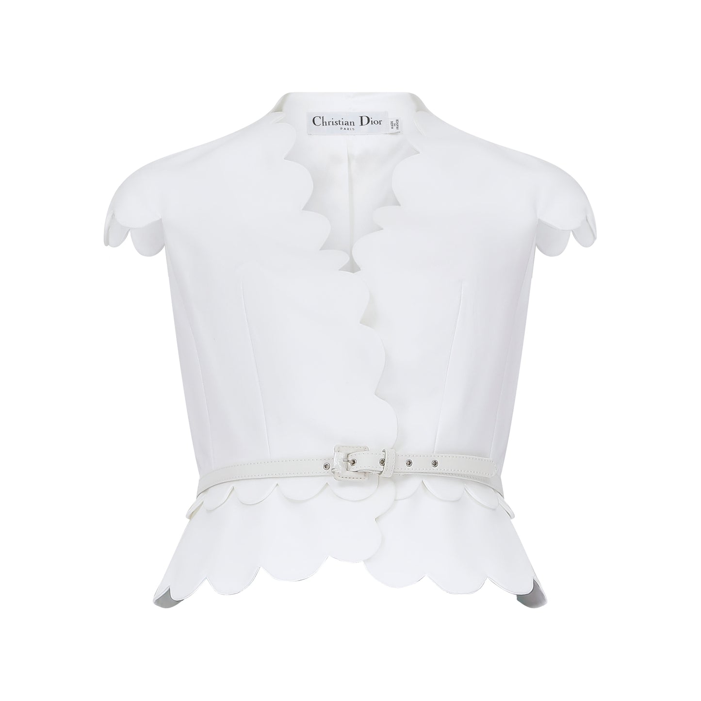 Christian Dior White Short Sleeve Blazer with Belt