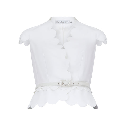 Christian Dior White Short Sleeve Blazer with Belt