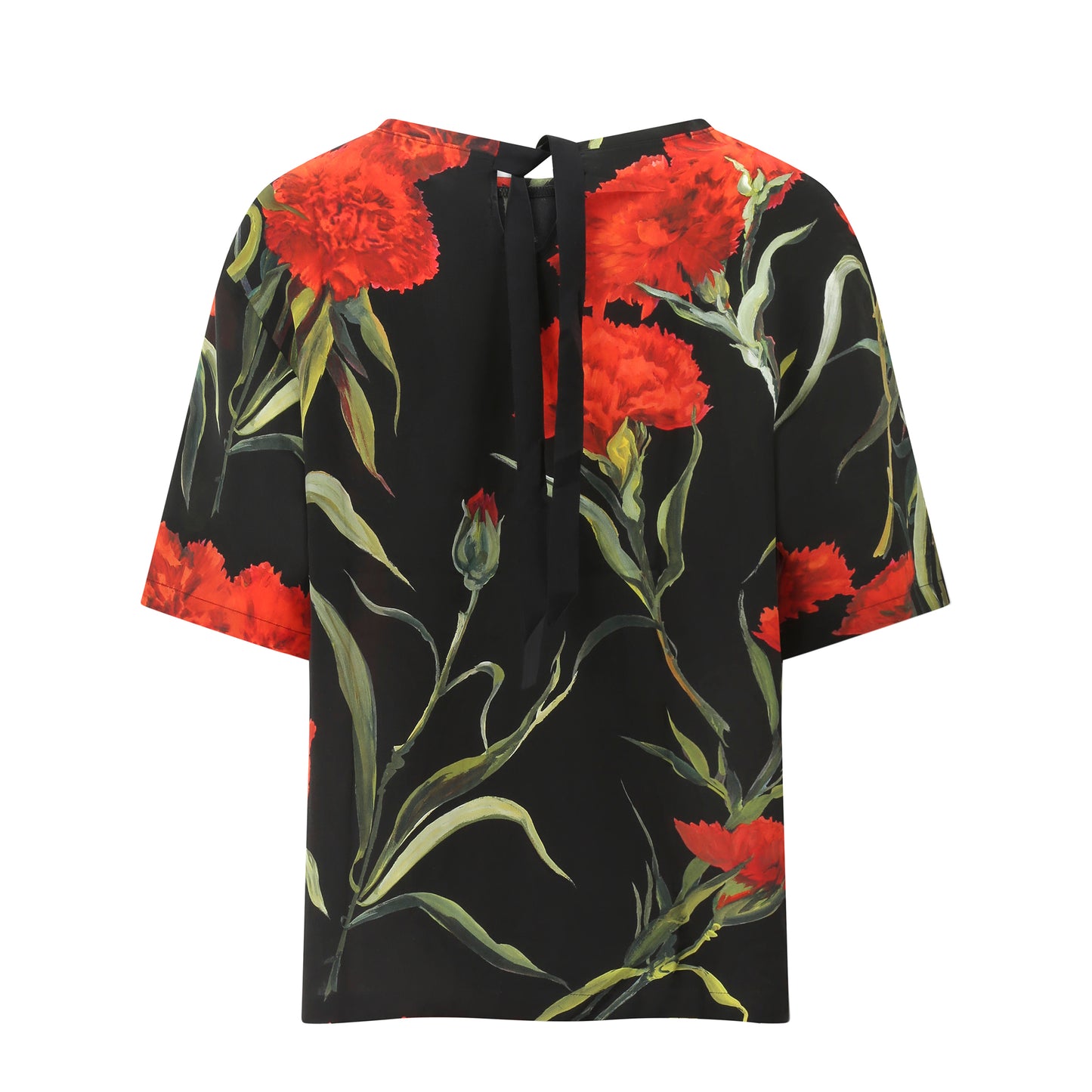 Dolce and Gabbana Black Top with Red Roses – Soie Style