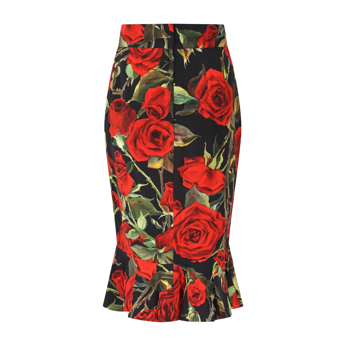 Dolce and Gabbana Black Skirt with Red Roses