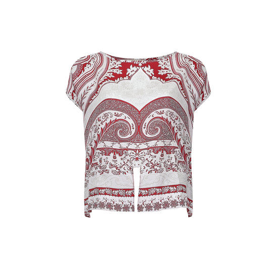 Etro Red and White Paisley Pattern Top