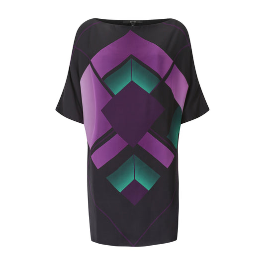 Gucci Black Mini Dress with Purple Graphics