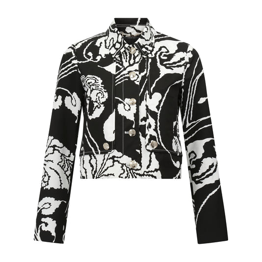 Gucci Blazer Black with White Graphics and Signature Gucci Buttons