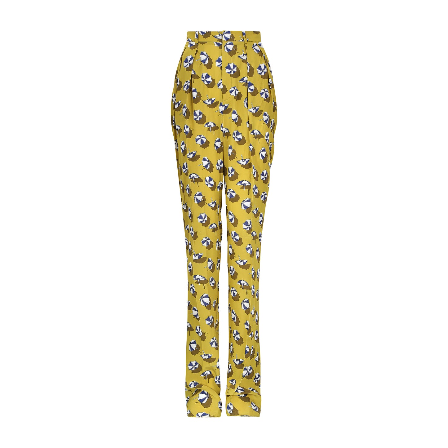 Gucci Mustard Straight Trousers with Umbrella Pattern