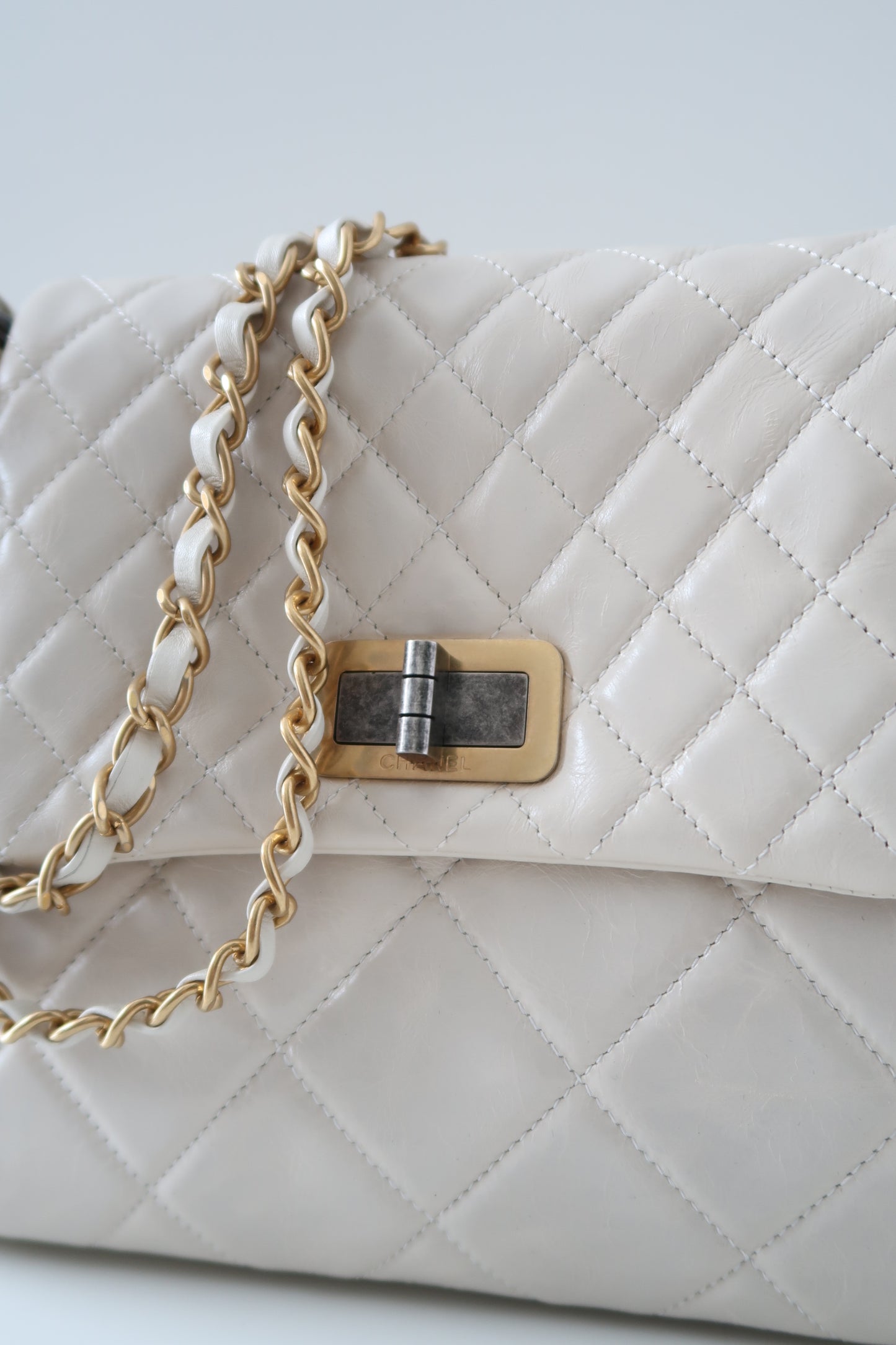 Chanel White Leather Handbag