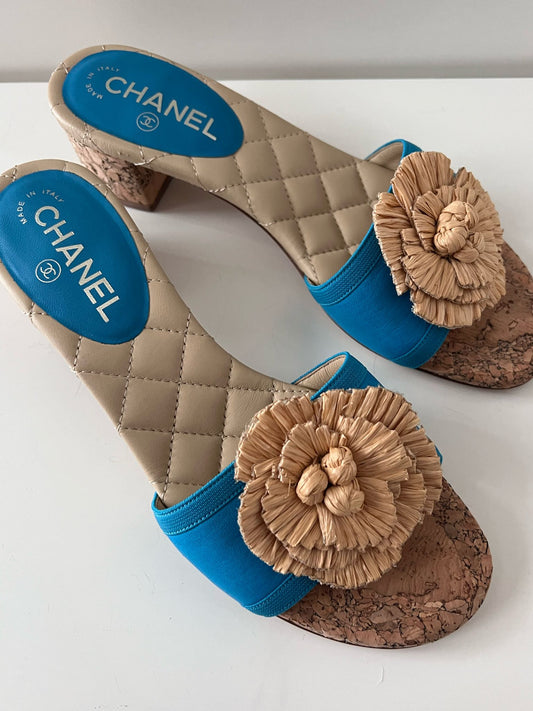 Chanel 12C, 2012 Cruise Resort slip on camellia flower slides. Casual Chic!