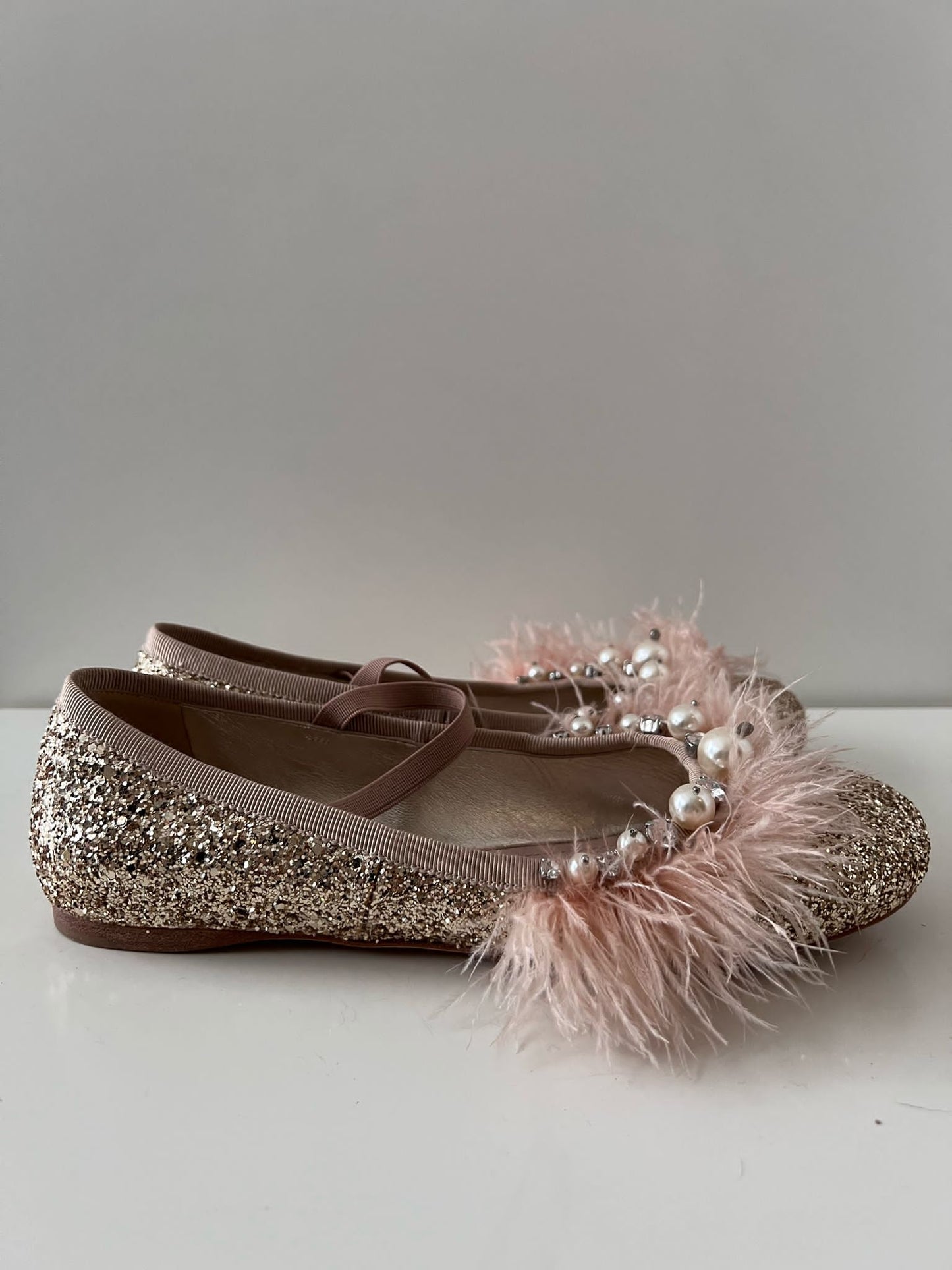 Miu Miu Golden Ballet Flats