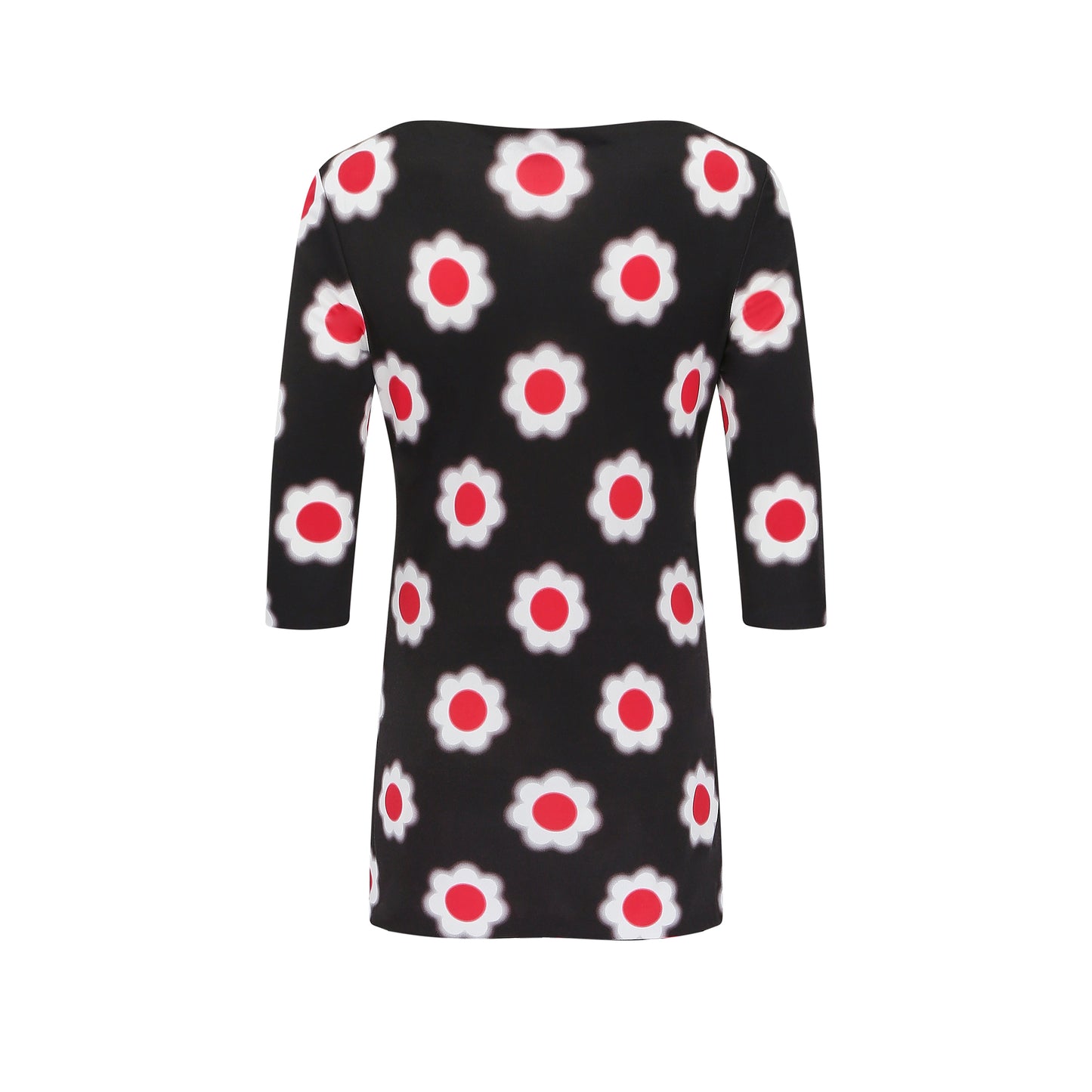 Prada Red Flower Pattern on Black Blouse