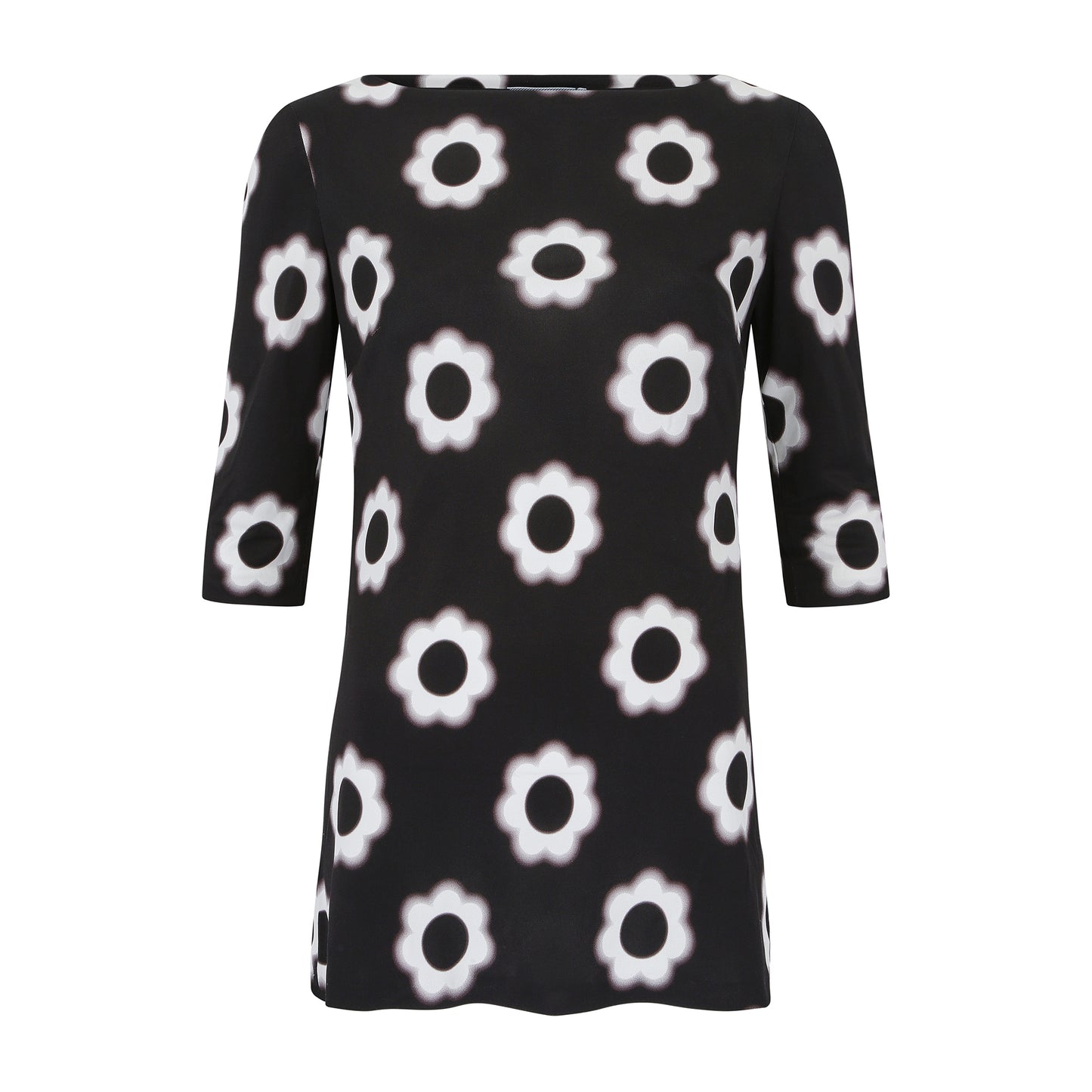 Prada Top, White Floral Pattern on Black