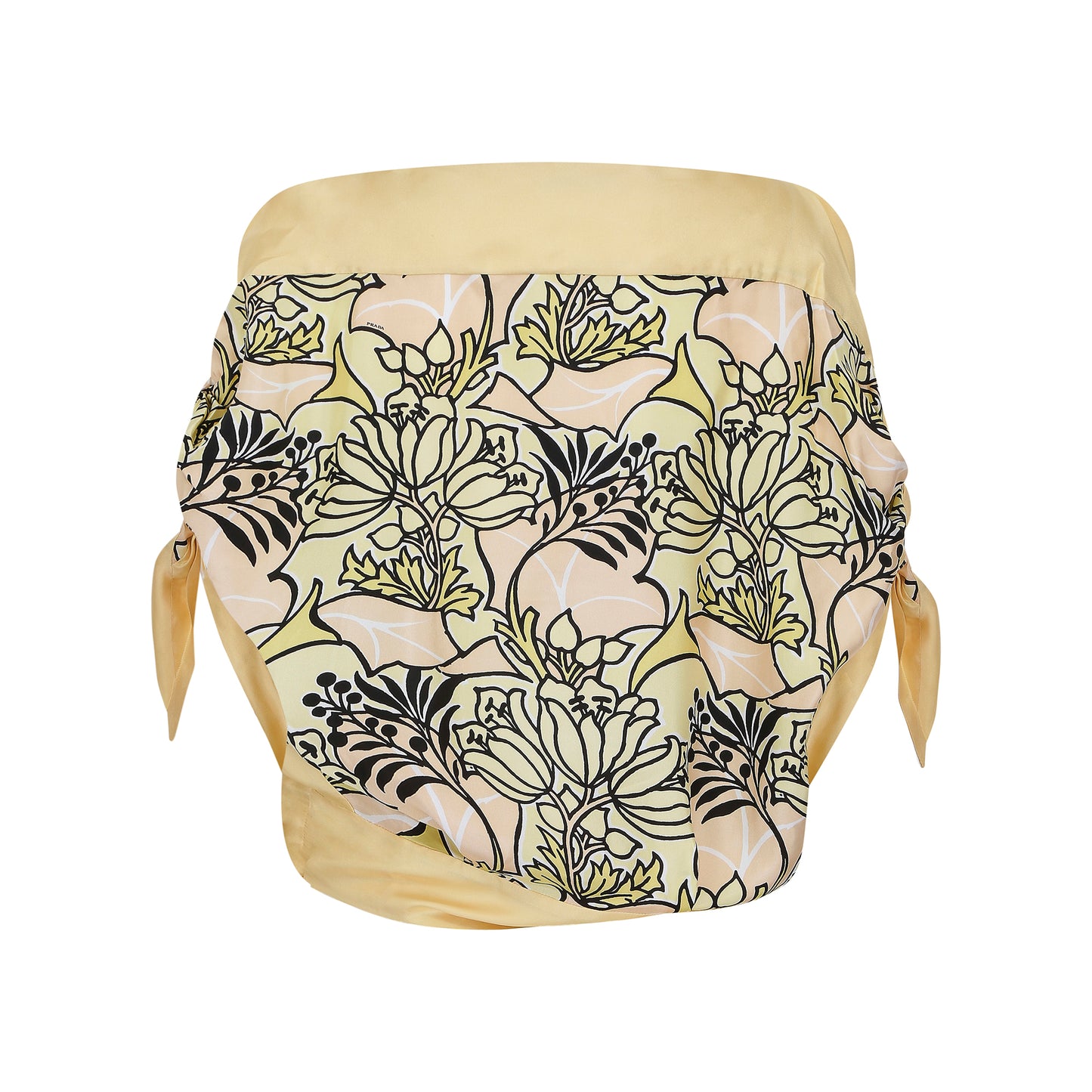 Prada Light Yellow with Black Flower Patterned Top