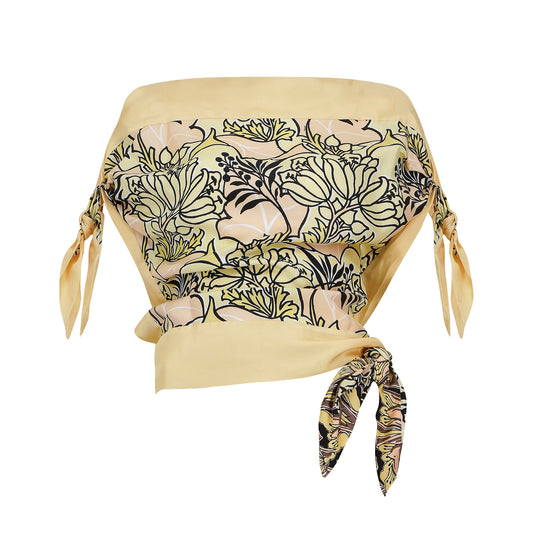 Prada Light Yellow with Black Flower Patterned Top