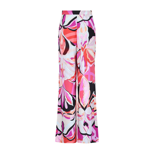 Emilio Pucci Signature Pattern Pink Wide Leg Trousers