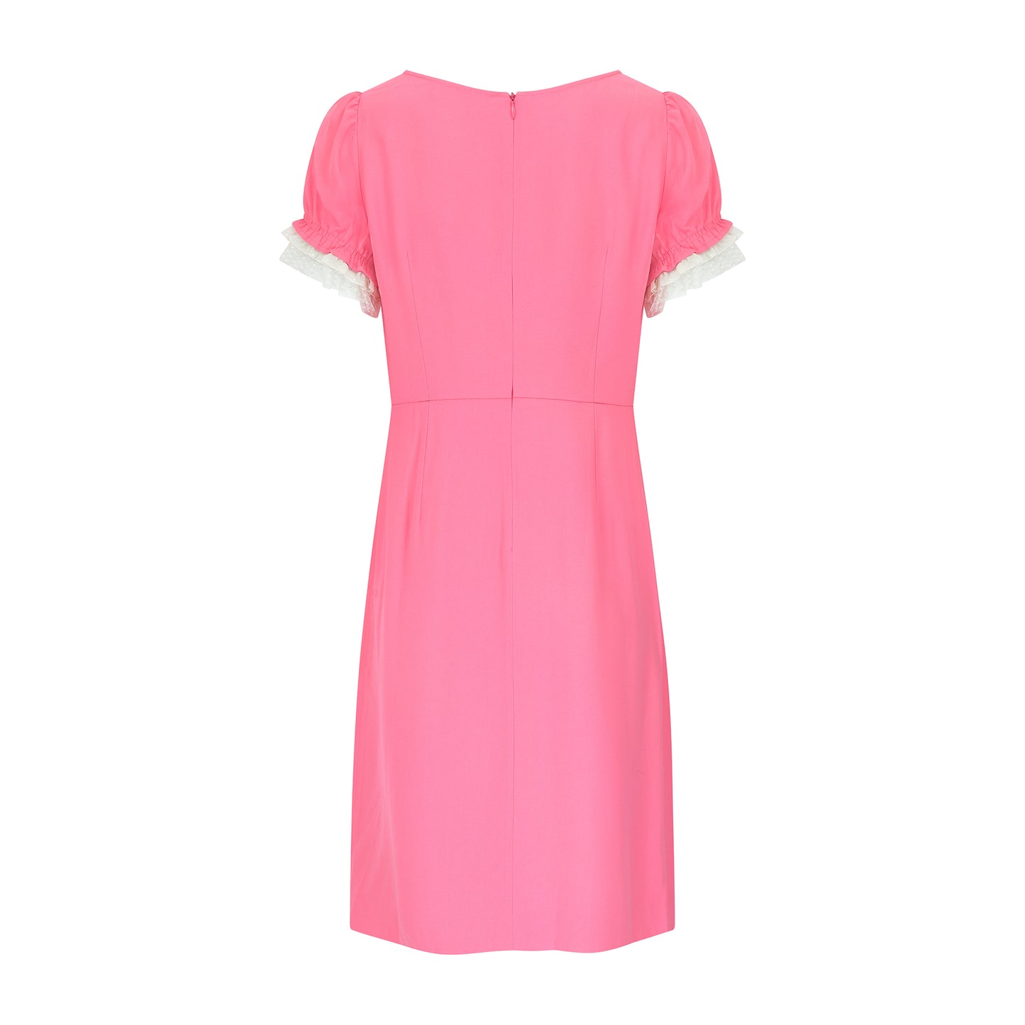 Red Valentino Pink Midi dress with White Tulle puff sleeve