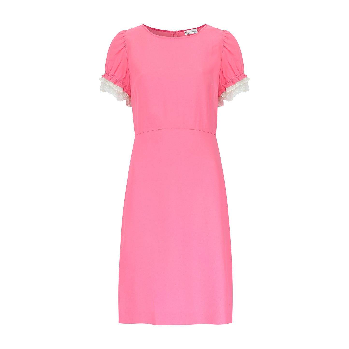 Red Valentino Pink Midi dress with White Tulle puff sleeve