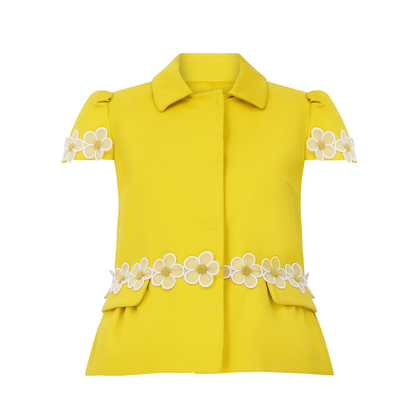 Red Valentino Short Sleeve Cotton Tailored, Flower Appliqué jacket/blazer